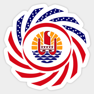 French Polynesian American Multinational Patriot Flag Series Sticker